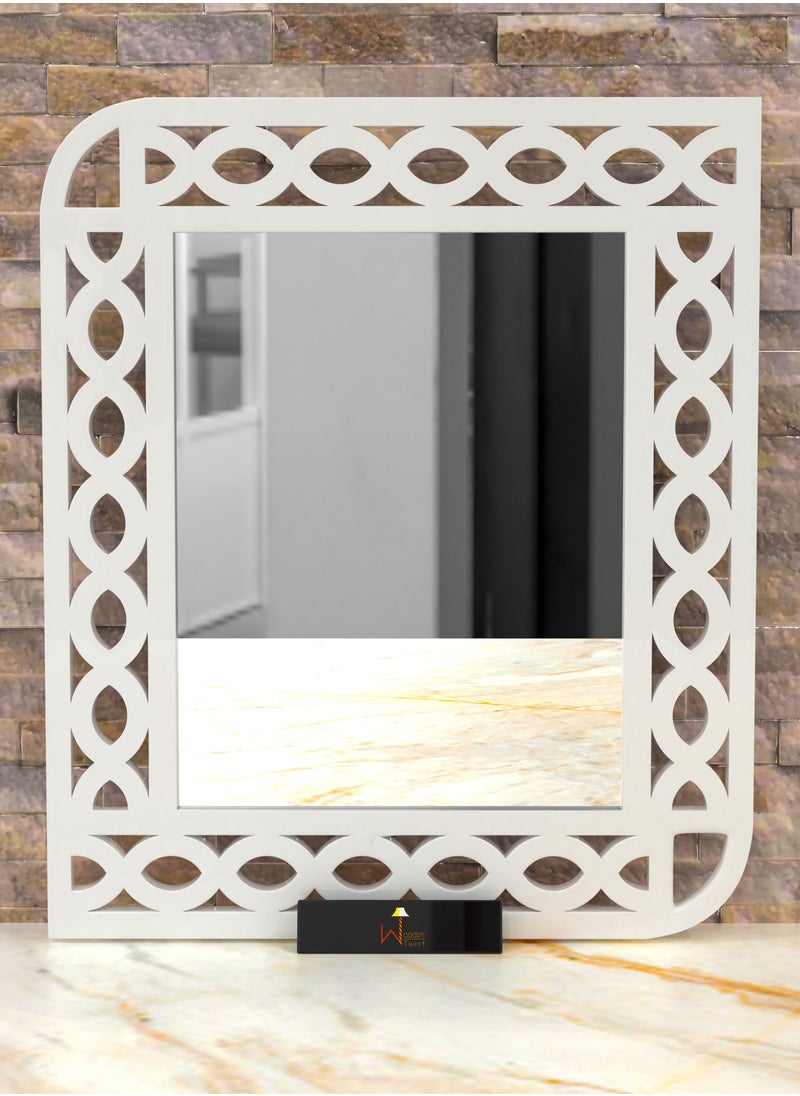Wooden Twist Modern Decorative Wooden Wall Mirror Bathroom Mirror  - Image 1