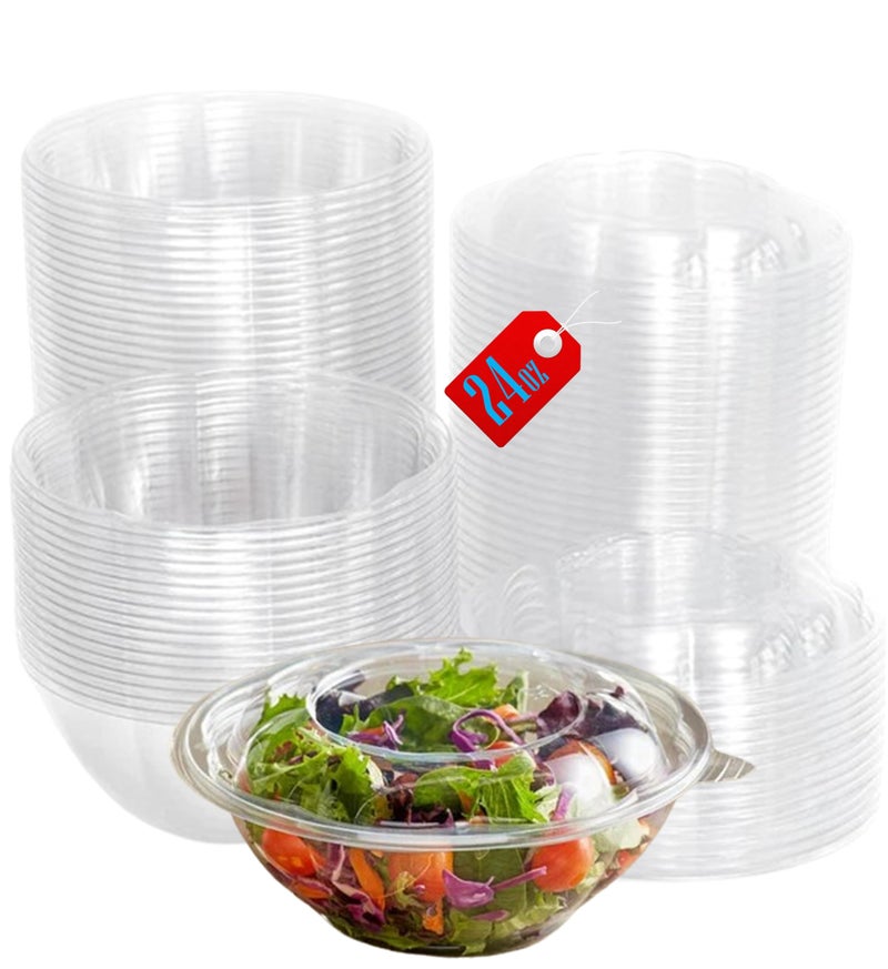 Mr. Miracle Mr Miracle Clear 24 Ounce Plastic Salad Bowls with SnapOn Lids 50 Pack Airtight Disposable Salad Containers for Lunch Meal Prep Parties Ideal as Disposable Salad Bowls with Lids - Image 2