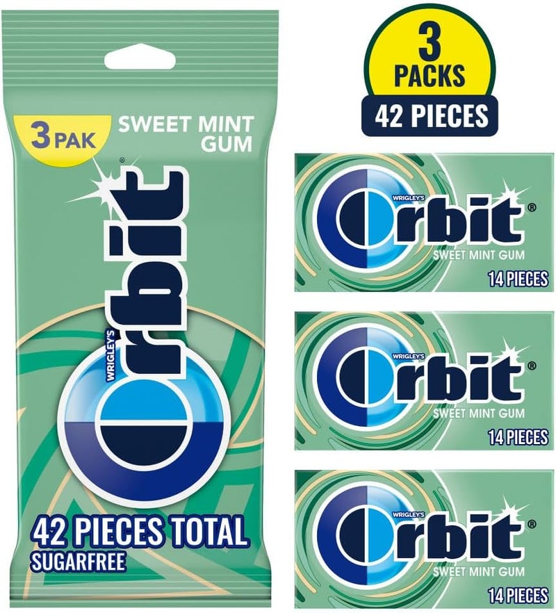 ORBIT Sweet Mint Sugar Free Chewing Gum - 3 Packs of 14 Pieces (42 Total Pieces) - Image 4