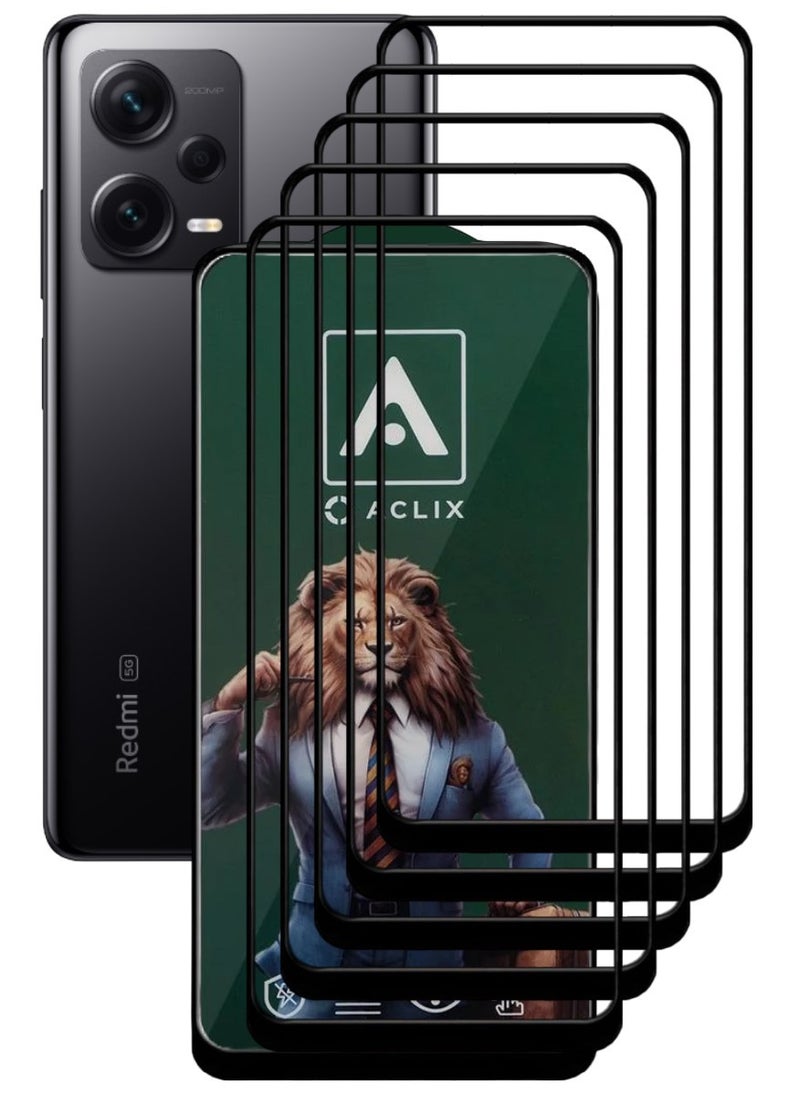 ACLIX 5 Pieces Antistatic ESD Dustproof Premium Quality High Definition Tempered Glass Screen Protector Designed For Xiaomi Redmi Note 12 Pro - Image 1