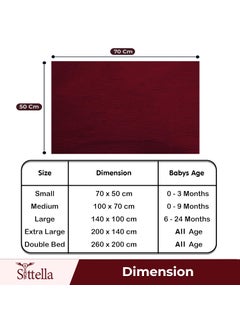 SITTELLA SITTELLA 3 Piece Absorbent Waterproof Mattress Protector Sheet for Babies Quick Dry Washable 70x50 cm Small Maroon  - Image 2