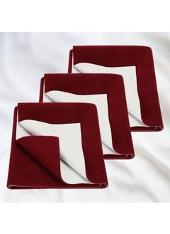 SITTELLA SITTELLA 3 Piece Absorbent Waterproof Mattress Protector Sheet for Babies Quick Dry Washable 70x50 cm Small Maroon  - Image 1