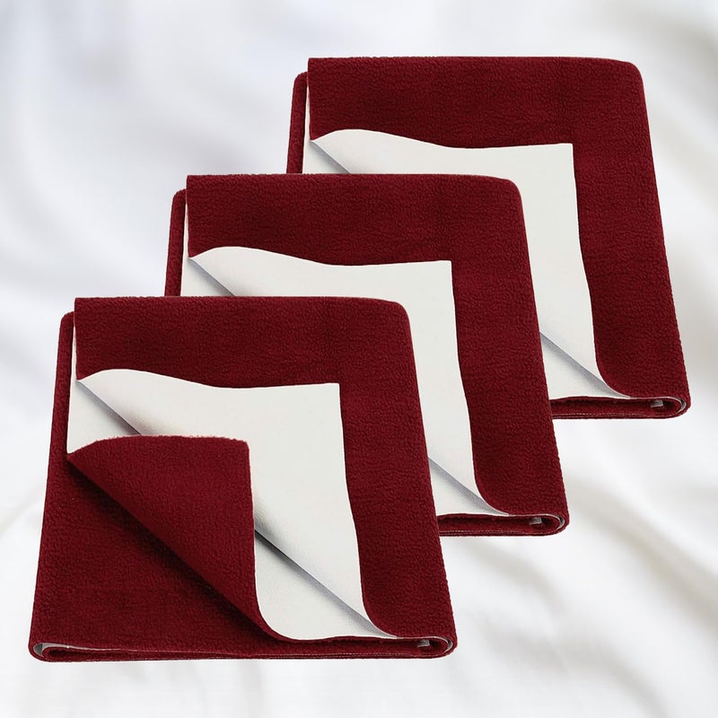 SITTELLA 3 Piece Absorbent Waterproof Mattress Protector Sheet for Babies Quick Dry Washable 70x50 cm Small Maroon - Image 1