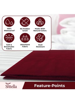 SITTELLA SITTELLA 3 Piece Absorbent Waterproof Mattress Protector Sheet for Babies Quick Dry Washable 70x50 cm Small Maroon  - Image 4