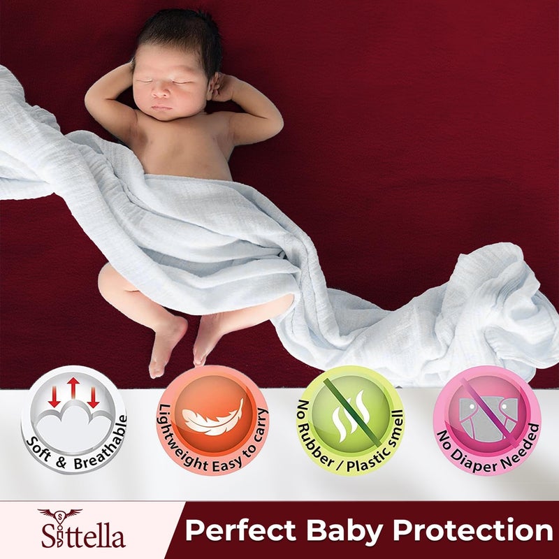 SITTELLA 3 Piece Absorbent Waterproof Mattress Protector Sheet for Babies Quick Dry Washable 70x50 cm Small Maroon - Image 5
