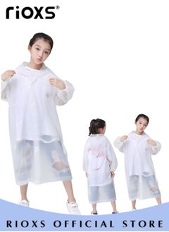 RIOXS 2 Pcs Waterproof Raincoat for Kids, Boys Girls Toddler Raincoat, Portable EVA Long Rain Ponchos With Hoods, Elastic Sleeves Lightweight Rainwear, Reusable Raincoat for Outdoor Cycling Camping (110cm*55cm)  - Image 3