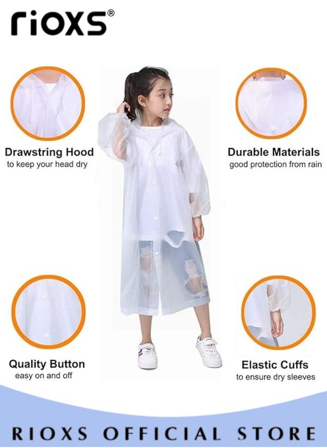 RIOXS - 2 Pcs Waterproof Raincoat for Kids Boys Girls Toddler Portable EVA Long Rain Ponchos With Hoods Elastic Sleeves Lightweight Rainwear Cape Reusable for Outdoor Cycling Camping (110cm*55cm) - Image 1