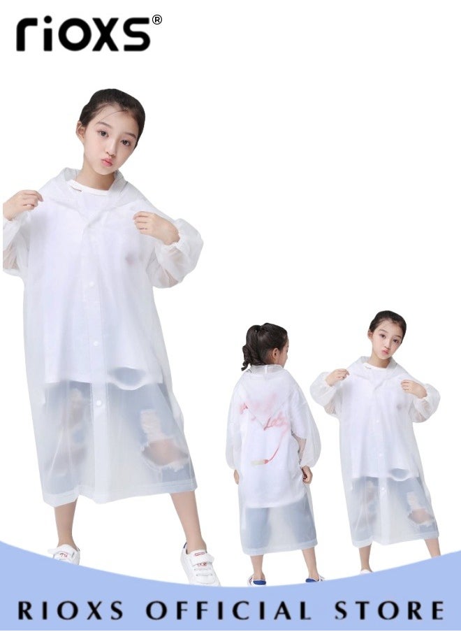 RIOXS - 2 Pcs Waterproof Raincoat for Kids Boys Girls Toddler Portable EVA Long Rain Ponchos With Hoods Elastic Sleeves Lightweight Rainwear Cape Reusable for Outdoor Cycling Camping (110cm*55cm) - Image 1