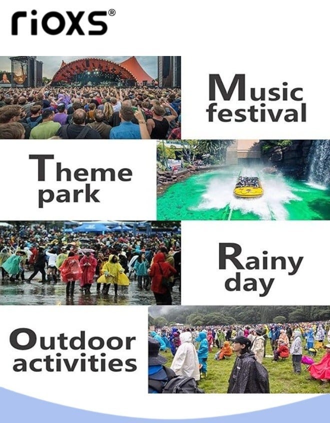 ريوكس 2 قطعة من المعطف المطري المقاوم للماء للأطفال، الأولاد الفتيات الأطفال الأطفال، معطف مطير محمول من طراز EVA بنشوات مطرية طويلة مع رؤوس، أكمام مرنة ملابس مطرية خفيفة الوزن، معطف مطير قابل لإعادة الاستخدام لتخييم الدراجات في الهواء الطلق (110 سم *55 سم) - Image 4