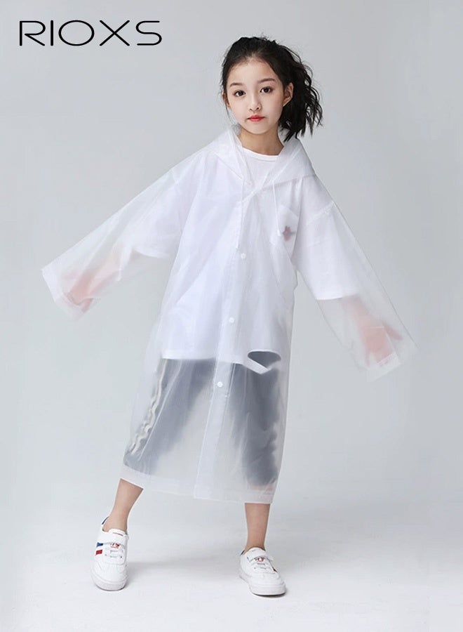 RIOXS 2 Pcs Waterproof Raincoat for Kids, Boys Girls Toddler Raincoat, Portable EVA Long Rain Ponchos With Hoods, Elastic Sleeves Lightweight Rainwear, Reusable Raincoat for Outdoor Cycling Camping (110cm*55cm) - Image 2