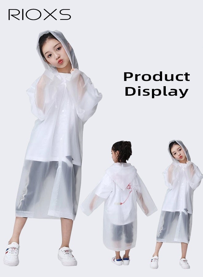 RIOXS 2 Pcs Waterproof Raincoat for Kids, Boys Girls Toddler Raincoat, Portable EVA Long Rain Ponchos With Hoods, Elastic Sleeves Lightweight Rainwear, Reusable Raincoat for Outdoor Cycling Camping (110cm*55cm) - Image 3