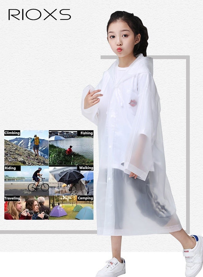 RIOXS 2 Pcs Waterproof Raincoat for Kids, Boys Girls Toddler Raincoat, Portable EVA Long Rain Ponchos With Hoods, Elastic Sleeves Lightweight Rainwear, Reusable Raincoat for Outdoor Cycling Camping (110cm*55cm) - Image 5