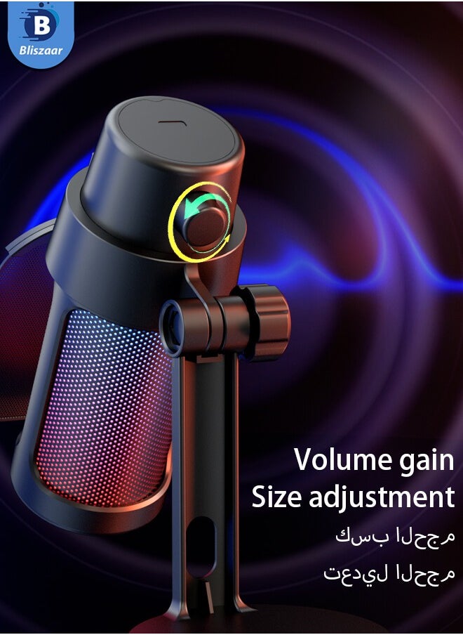 بليزار - ميكروفون ألعاب، ميكروفون USB للبث على الكمبيوتر الشخصي/ماك/PS4/PS5، ميكروفون للبودكاست مع كتم الصوت باللمس، تعديل إضاءة وضع RGB، ميكروفون بنمط التقاط قلبي باللون الأبيض. - Image 1