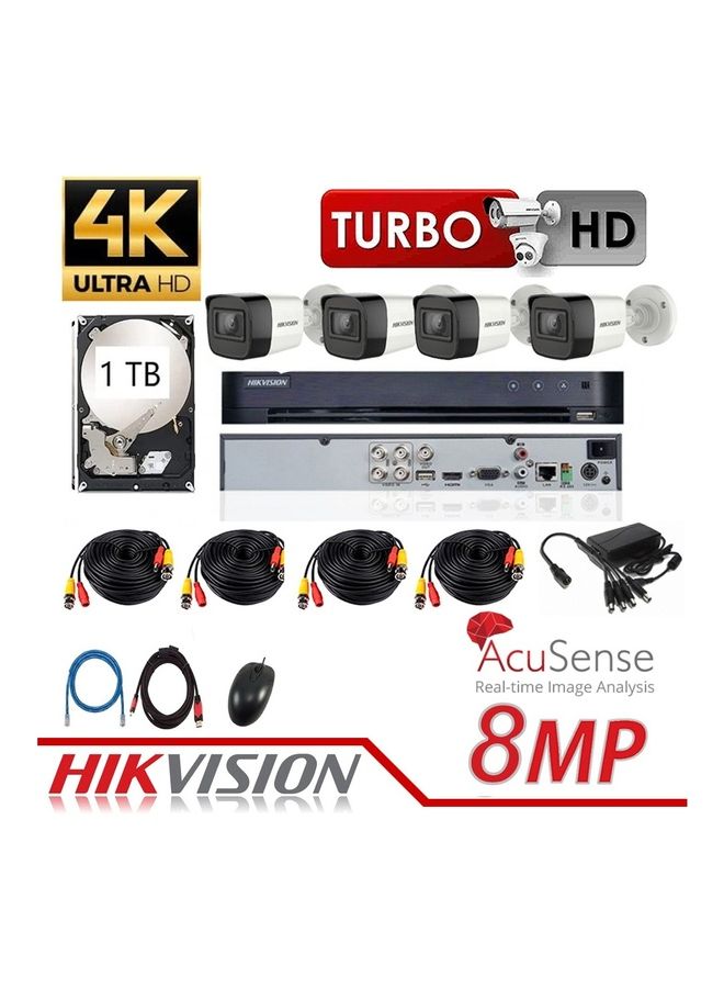 هيك فيجن 8Mp 4K 4Ch Kit 4x مجموعة كاملة خارجية 1 تيرابايت Hdd مع وظائف Ai - Image 1