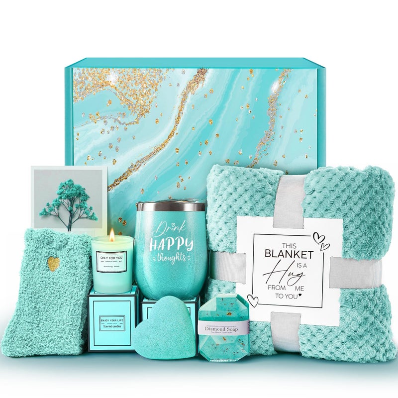 LE CADEAU Valentine's Day Gifts for Wife Girlfriend Her, Get Well Soon Gifts Self Care Gifts, Gardenia Spa Gift Basket Care Package with Blanket, Birthday Christmas for Mom Best Friend Women - Image 1