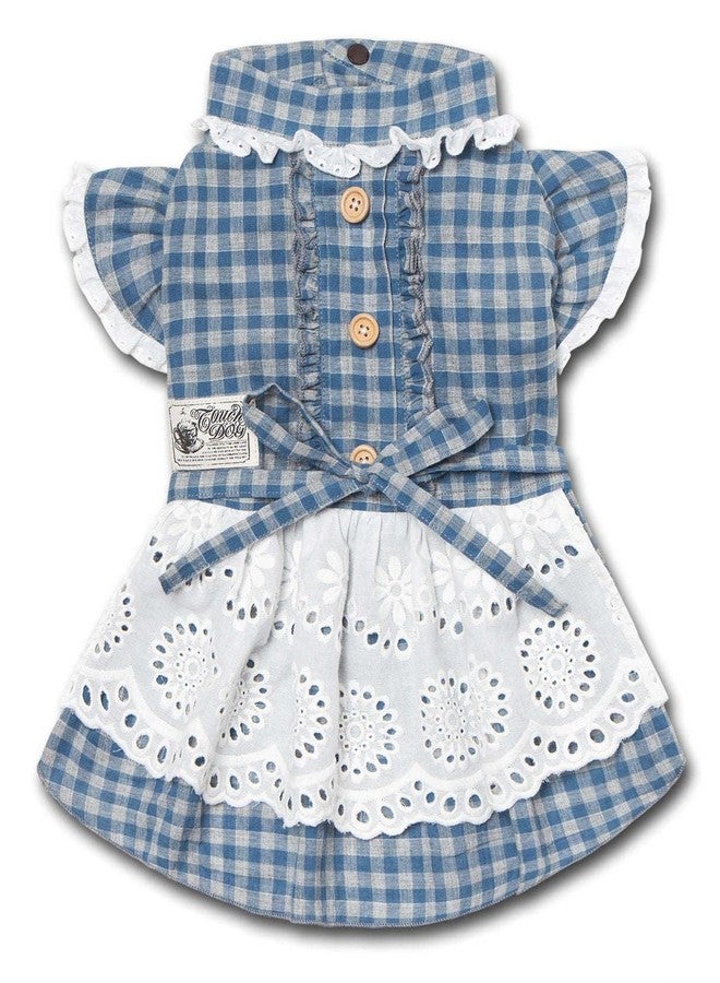 Touchdog 'I love Poochi' Classical Fashion Plaid Dog Dress, Medium, Blue - Image 1