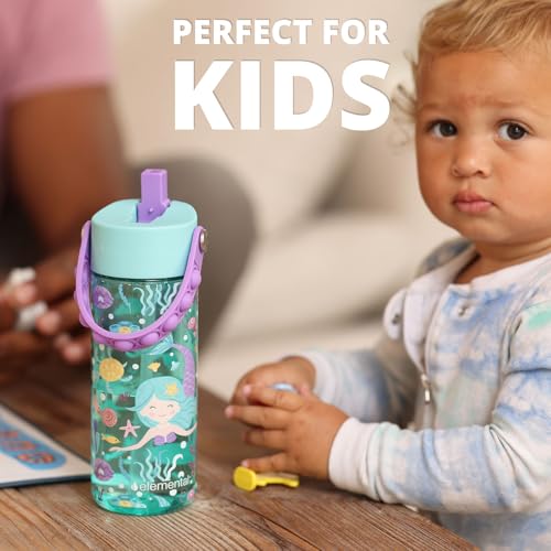 Elemental Water Bottles for Kids - Splash Kids Water Bottle for School with Pop-it Handle - BPA Free Tritan Plastic Water Bottle with Straw Leak Proof when Spout is Closed -Mermaid - 18oz - Image 5