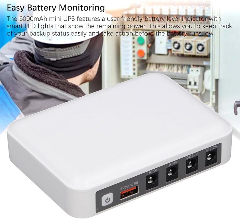 6000mAh Mini UPS Battery Backup for Router Modem Security Camera US Plug - Image 5