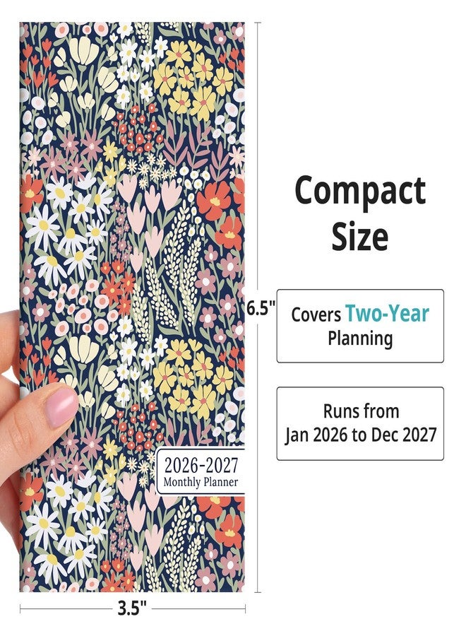 Taja Pocket Calendar 2026-2027 for Purse, Two Year Monthly Planner Pocket Size, Jan 2026 to Dec 2027 Monthly Planner Small Size (6.5" x 3.5") - Petite Blooms - Image 3