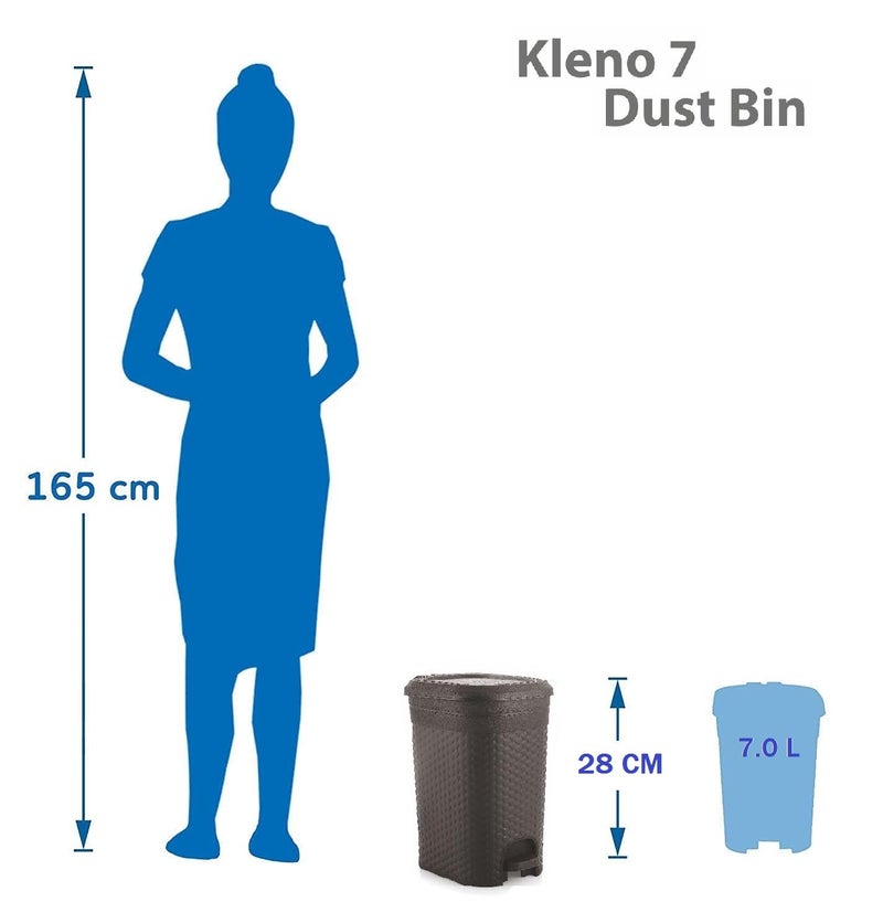 MOLTRES - Kleno Small Size Pedal Bin- Cap. 7 LTR - Plastic (Size-19cmx16cmx28cm) -Table, Desk Plastic Pedal Dustbin (Kleno_7 Bin, Black) - Image 3