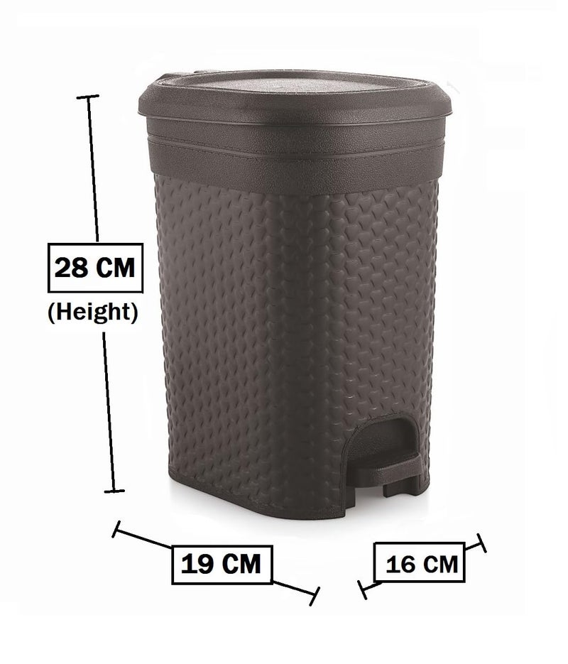 MOLTRES - Kleno Small Size Pedal Bin- Cap. 7 LTR - Plastic (Size-19cmx16cmx28cm) -Table, Desk Plastic Pedal Dustbin (Kleno_7 Bin, Black) - Image 2