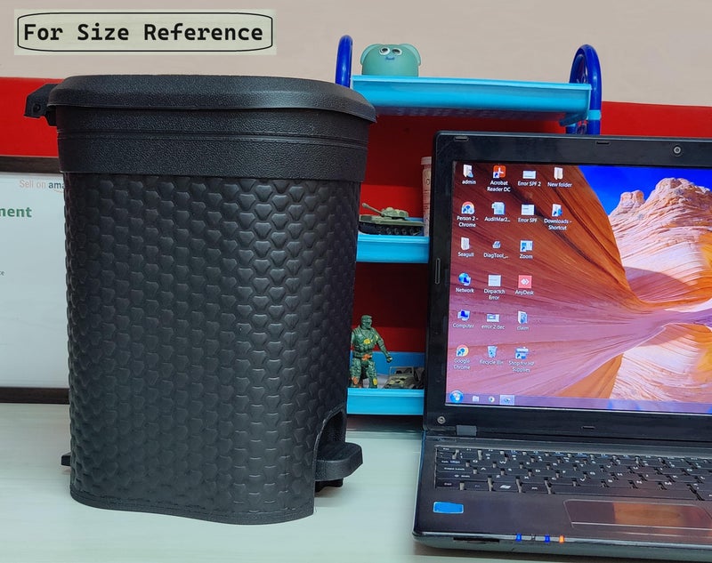 MOLTRES - Kleno Small Size Pedal Bin- Cap. 7 LTR - Plastic (Size-19cmx16cmx28cm) -Table, Desk Plastic Pedal Dustbin (Kleno_7 Bin, Black) - Image 4