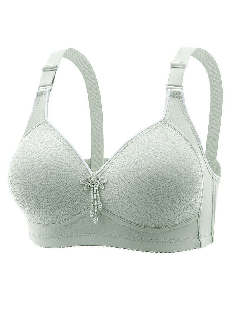 Loquat Womens Soft Seamless Lace Unpadded Bras wireless Smoothing Bra Light Green - Image 1