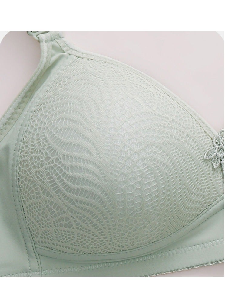 Loquat Womens Soft Seamless Lace Unpadded Bras wireless Smoothing Bra Light Green - Image 2