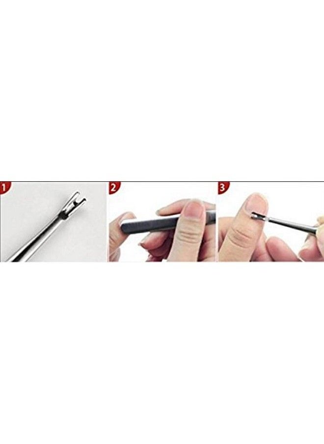 Happyupcity - 1 Pcs Professional Silver Stainless Steel Finger Cuticle Cleaner Fork Pusher Nail Art Tools Manicure Pedicure Tools Dead Skin Remover Callus Removal Tools For Unisex Adult - Image 1