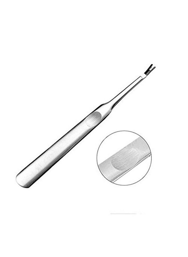 Happyupcity - 1 Pcs Professional Silver Stainless Steel Finger Cuticle Cleaner Fork Pusher Nail Art Tools Manicure Pedicure Tools Dead Skin Remover Callus Removal Tools For Unisex Adult - Image 1