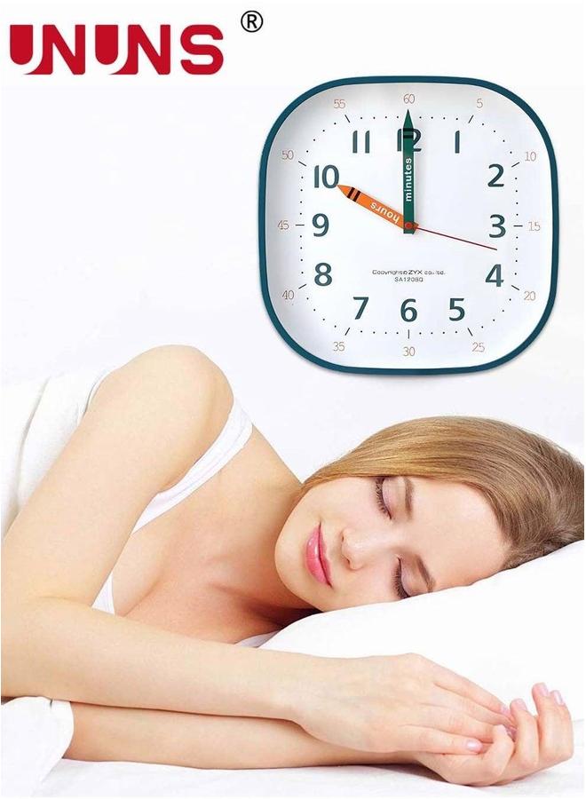 UNUNS ساعة حائط للأطفال، تعليم مع آلية كواتز صامتة بدون دقات، بقطر 12 بوصة، حائط - Image 3