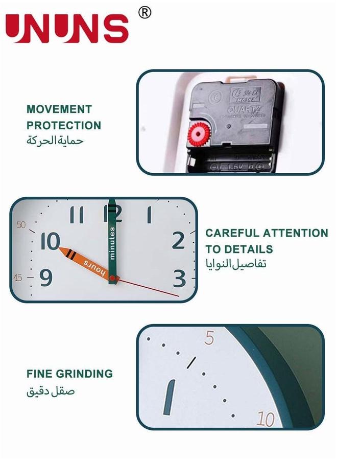 UNUNS ساعة حائط للأطفال، تعليم مع آلية كواتز صامتة بدون دقات، بقطر 12 بوصة، حائط - Image 5