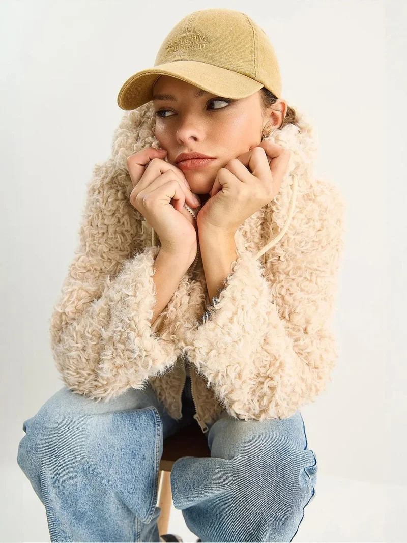 Bianco Lucci LUCCI Hooded Plush Coat