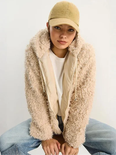 Bianco Lucci LUCCI Hooded Plush Coat