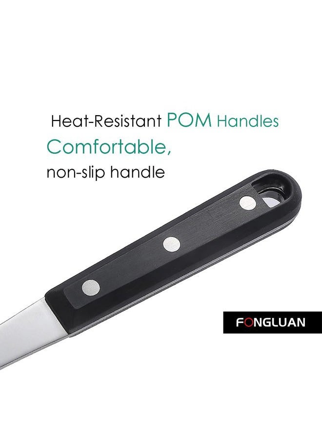 FONGLUAN Stainless Steel Cooking Slotted Turner / Spatula Heat-Resistant POM Handles Heavy Duty Metal Kitchen Spatulas For Cooking & Serving - Image 3