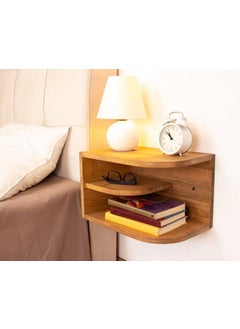 Craftware Craftware Wooden Modern Mango Wood Finish Bedside nightstand Shelf Side Table Imperial Teak Polish with Storage Rack Shelf Clasic Bed Side  - Image 2