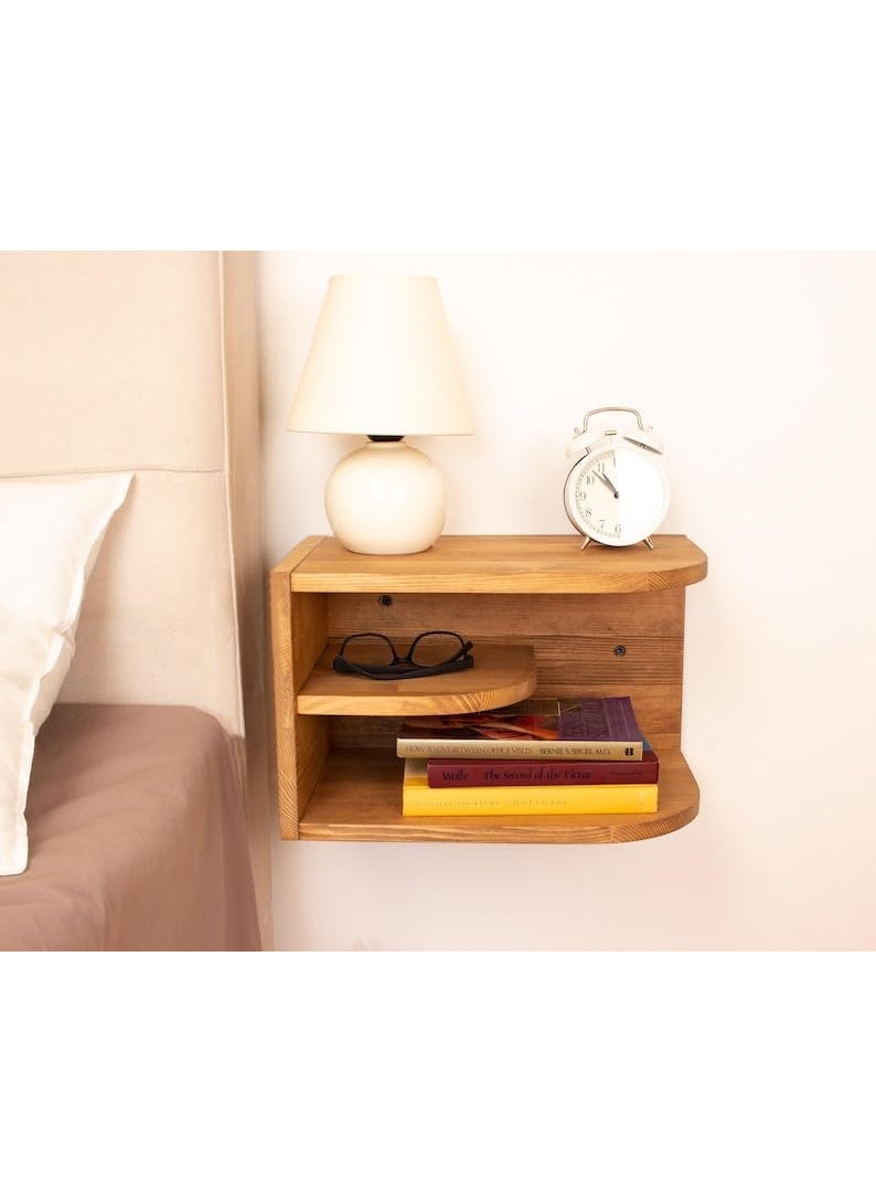 Craftware - Craftware Wooden Modern Mango Wood Finish Bedside nightstand Shelf Side Table Imperial Teak Polish with Storage Rack Shelf Clasic Bed Side - Image 1