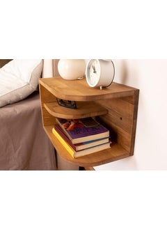 Craftware Craftware Wooden Modern Mango Wood Finish Bedside nightstand Shelf Side Table Imperial Teak Polish with Storage Rack Shelf Clasic Bed Side  - Image 5