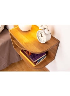 Craftware Craftware Wooden Modern Mango Wood Finish Bedside nightstand Shelf Side Table Imperial Teak Polish with Storage Rack Shelf Clasic Bed Side  - Image 3