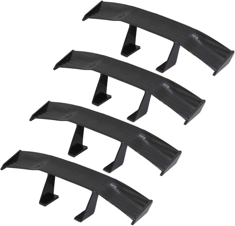 BokWin 4Pcs Universal Car Mini Spoiler Wing, Auto Car Tail Wing Mini Auto Carbon Fiber Texture Decoration Without Perforation Tail Decoration, 6.7 Inch Length (Black) - Image 1