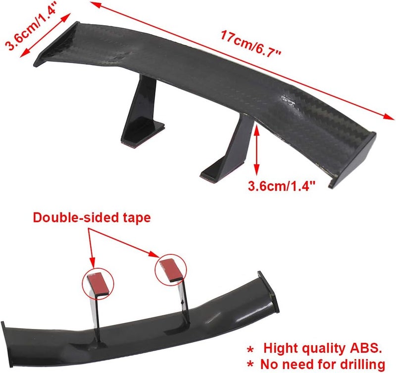 BokWin 4Pcs Universal Car Mini Spoiler Wing, Auto Car Tail Wing Mini Auto Carbon Fiber Texture Decoration Without Perforation Tail Decoration, 6.7 Inch Length (Black) - Image 3