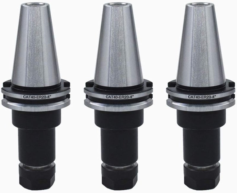 findmall 3Pcs CAT40 Tool Holder ER20 Collet Chuck Set length 4"/100mm Chuck Tool Holder Set Mill Holder for CNC Engraving Machine Milling Lathe(CAT40-ER20-100) - Image 1