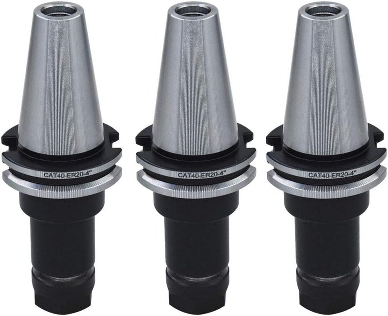 findmall 3Pcs CAT40 Tool Holder ER20 Collet Chuck Set length 4"/100mm Chuck Tool Holder Set Mill Holder for CNC Engraving Machine Milling Lathe(CAT40-ER20-100) - Image 2