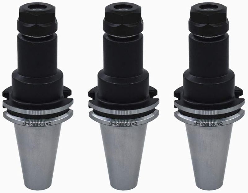 findmall 3Pcs CAT40 Tool Holder ER20 Collet Chuck Set length 4"/100mm Chuck Tool Holder Set Mill Holder for CNC Engraving Machine Milling Lathe(CAT40-ER20-100) - Image 4