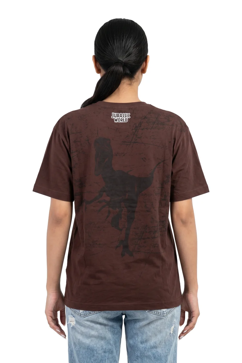 يونيفرسال Jurassic World Instinct to Hunt Graphic Oversized T-Shirt for Women | Dinosaur Print Casual Crew Neck Tee