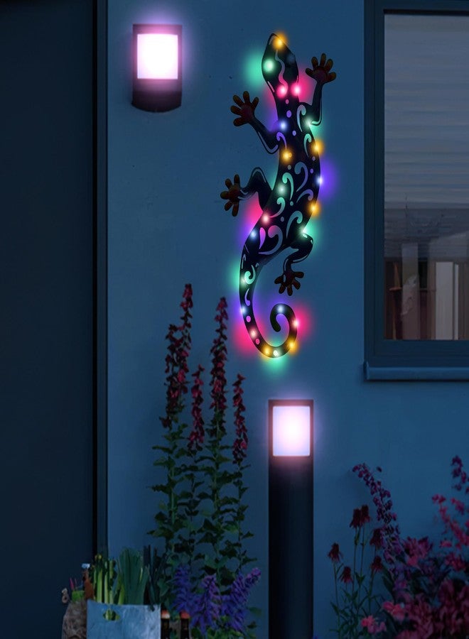 J-Fly Solar LED Light Gecko Outside Wall Garden Decorations for Yard,Outdoor Patio Garden Metal Wall Backyard Decor,Metal Yard Valentine Decoration Gifts Outdoor Art - Image 4