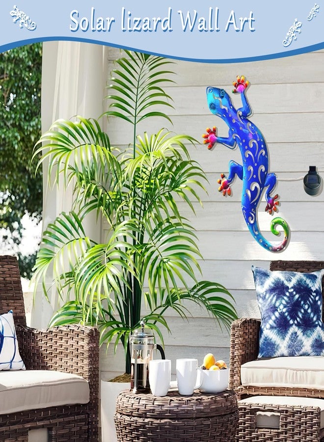 J-Fly Solar LED Light Gecko Outside Wall Garden Decorations for Yard,Outdoor Patio Garden Metal Wall Backyard Decor,Metal Yard Valentine Decoration Gifts Outdoor Art - Image 2