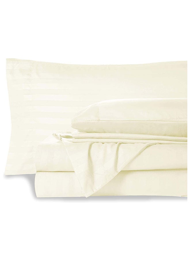 Hotel Collection HOTEL COLLECTION Stripe CREAM Single Fitted Sheet 90 x 190 cm with Single Pillow Case  - Image 2