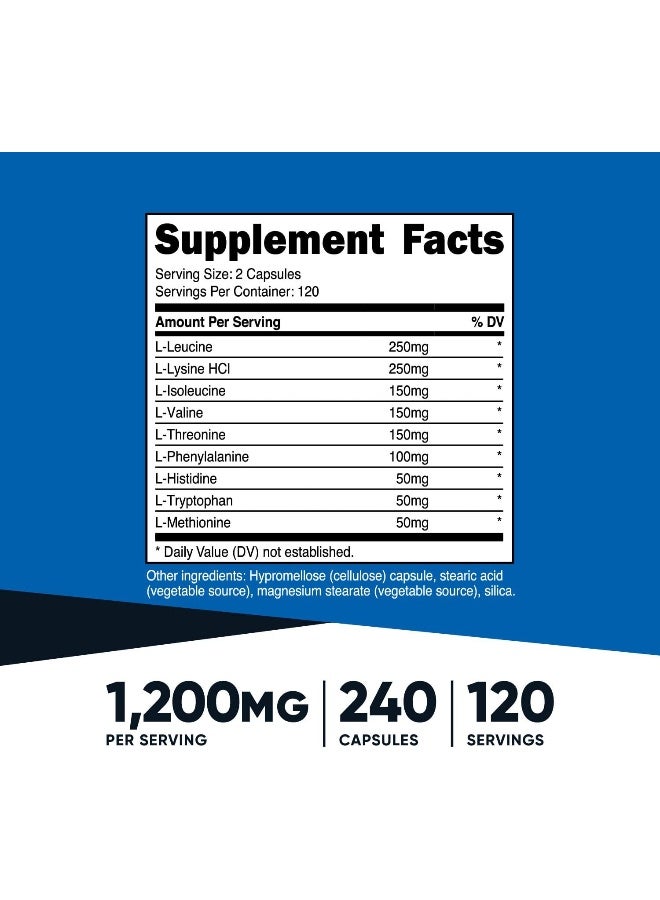 Nutricost كبسولات Eaa 1200 ملغ، 240 كبسولة - الأحماض الأمينية الأساسية، 120 حصة - Image 2