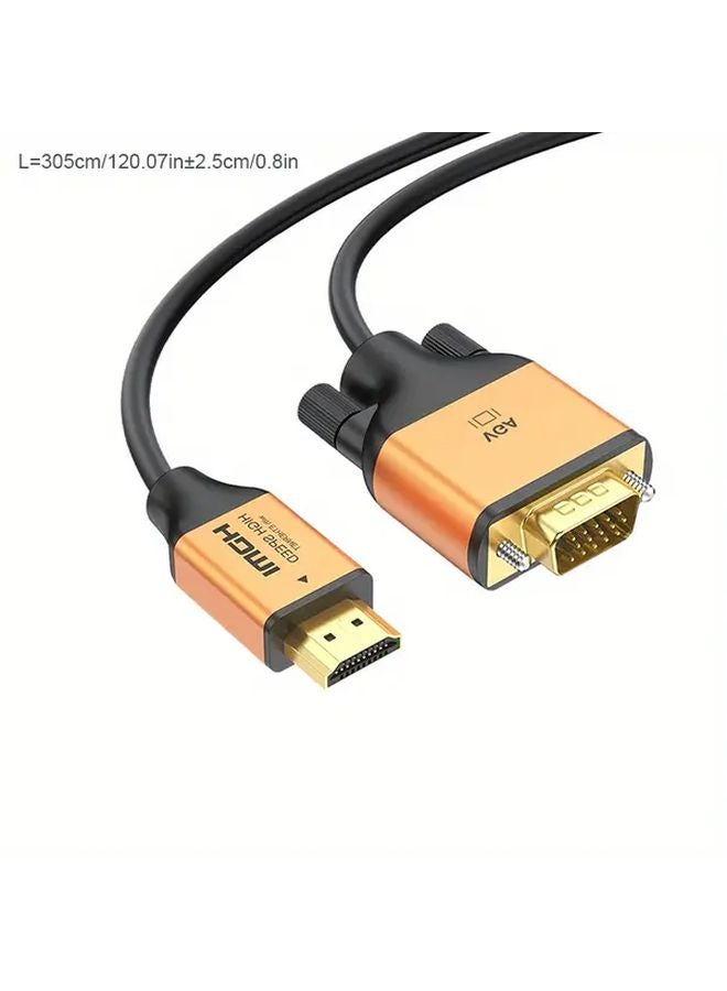 Black Golden 10ft 1080p VGA Adapter with Audio Converter for Laptop PC HDTV Monitor Projector - Image 1
